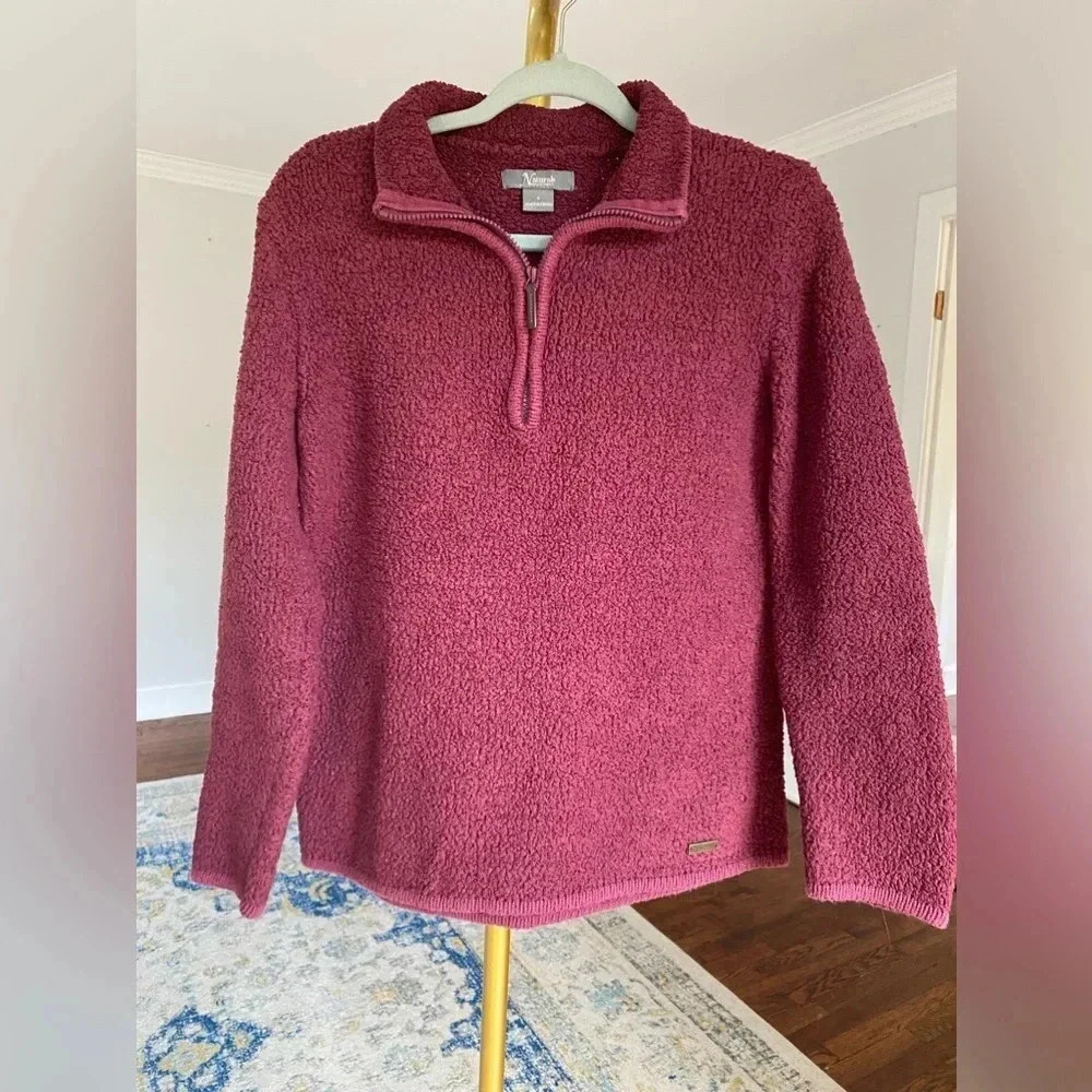 Natural Reflections Sherpa Fleece Pullover Oxblood Essential Cozycore Burgundy